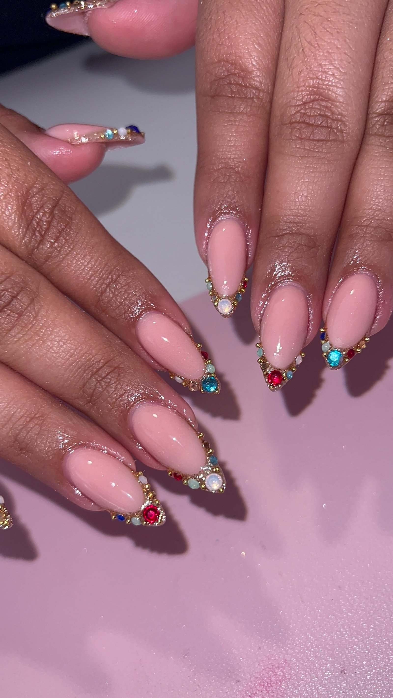 Nude Gemstone Manicure