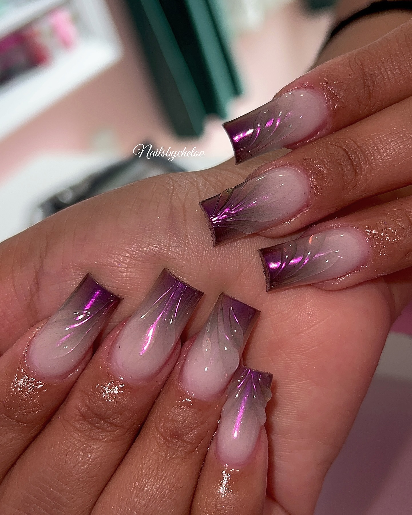 Artistic Purple Ombre Nails