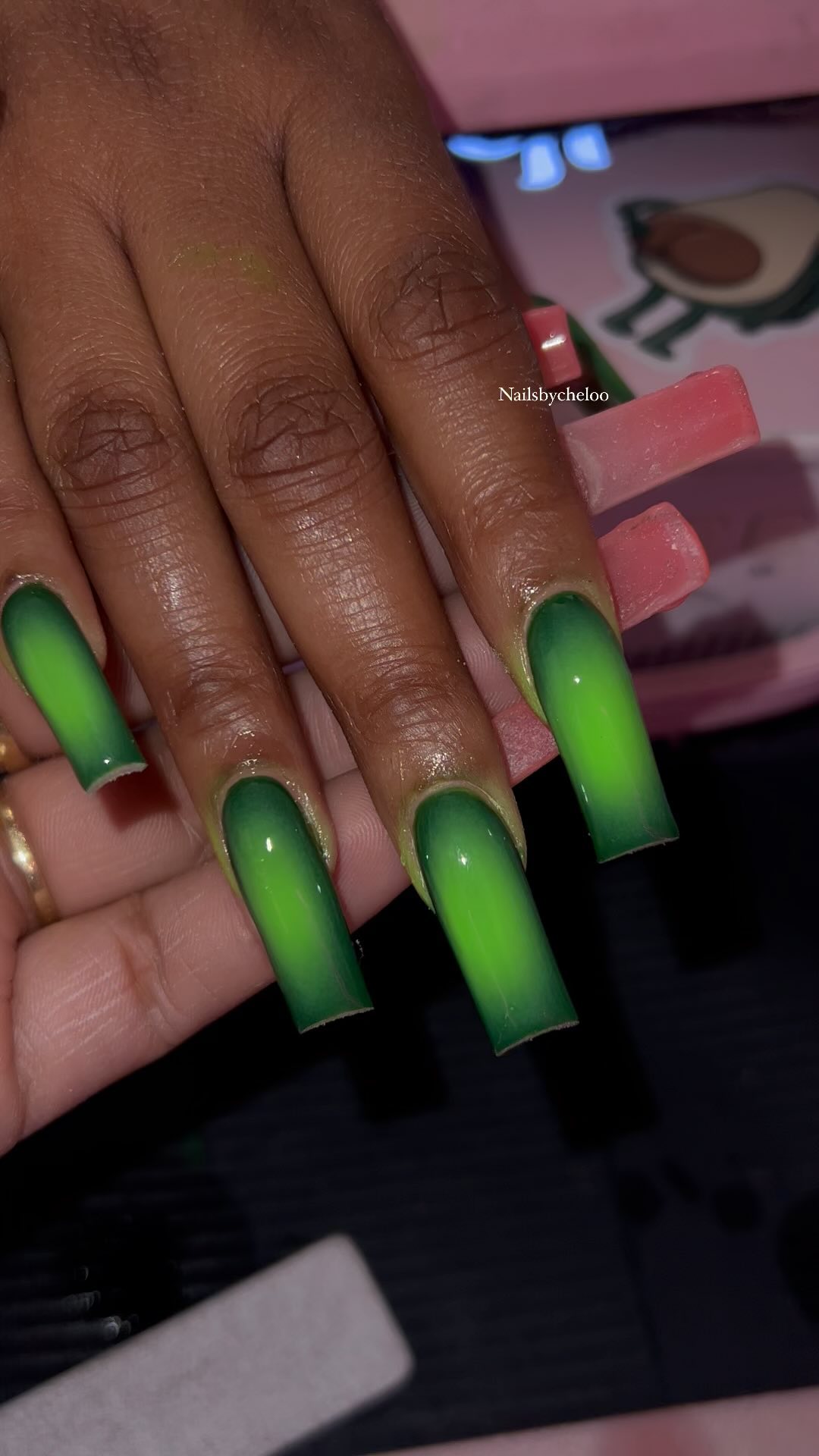 Vibrant Green Ombre Nails