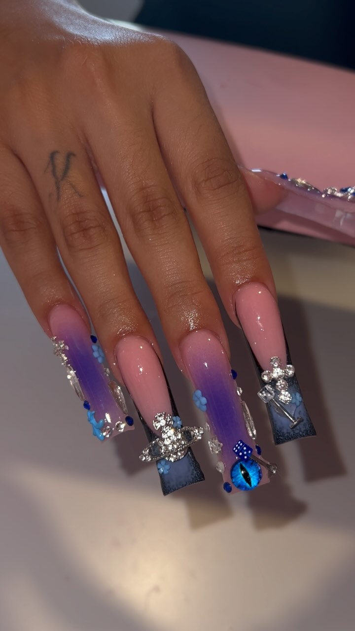 Ombre Nails with Gems