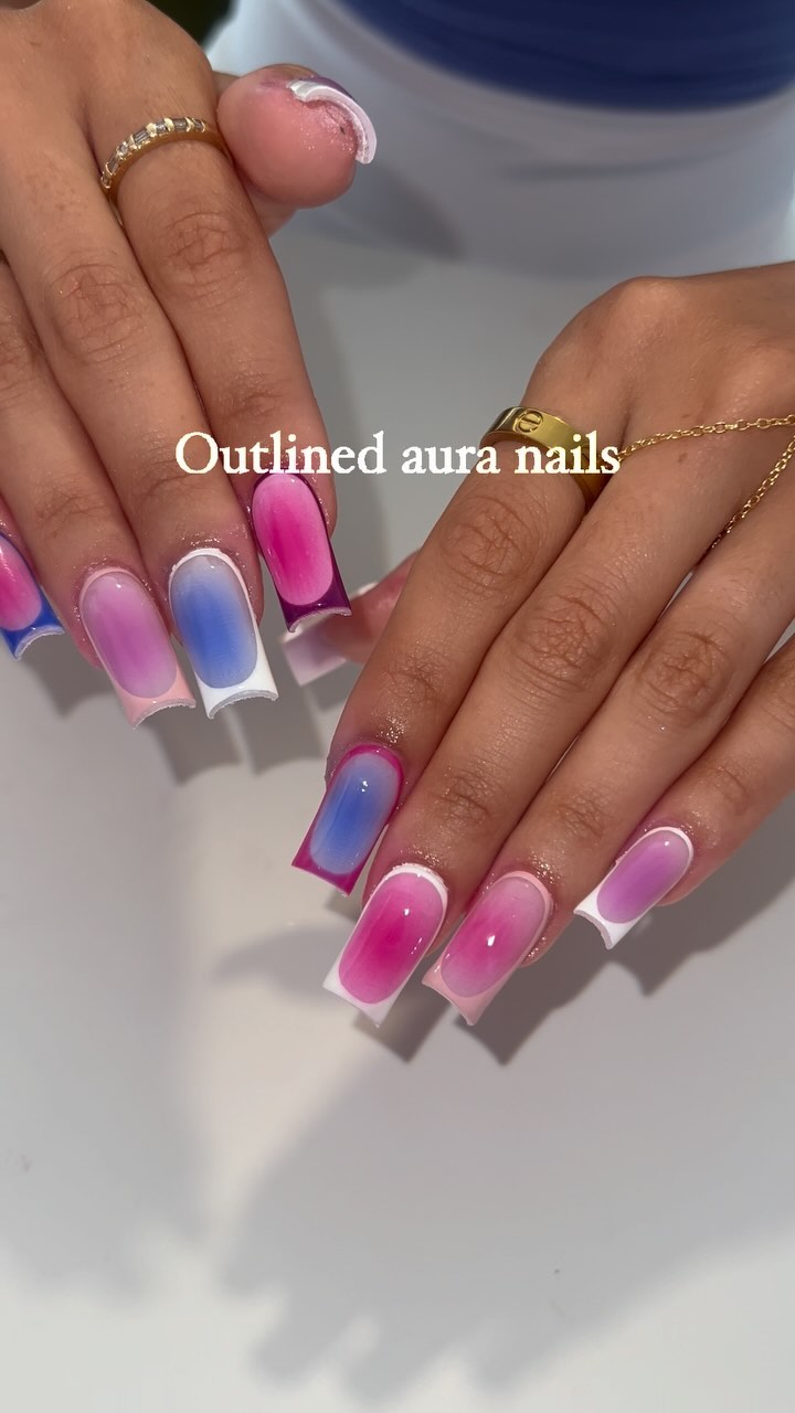 Outlined Aura Nails