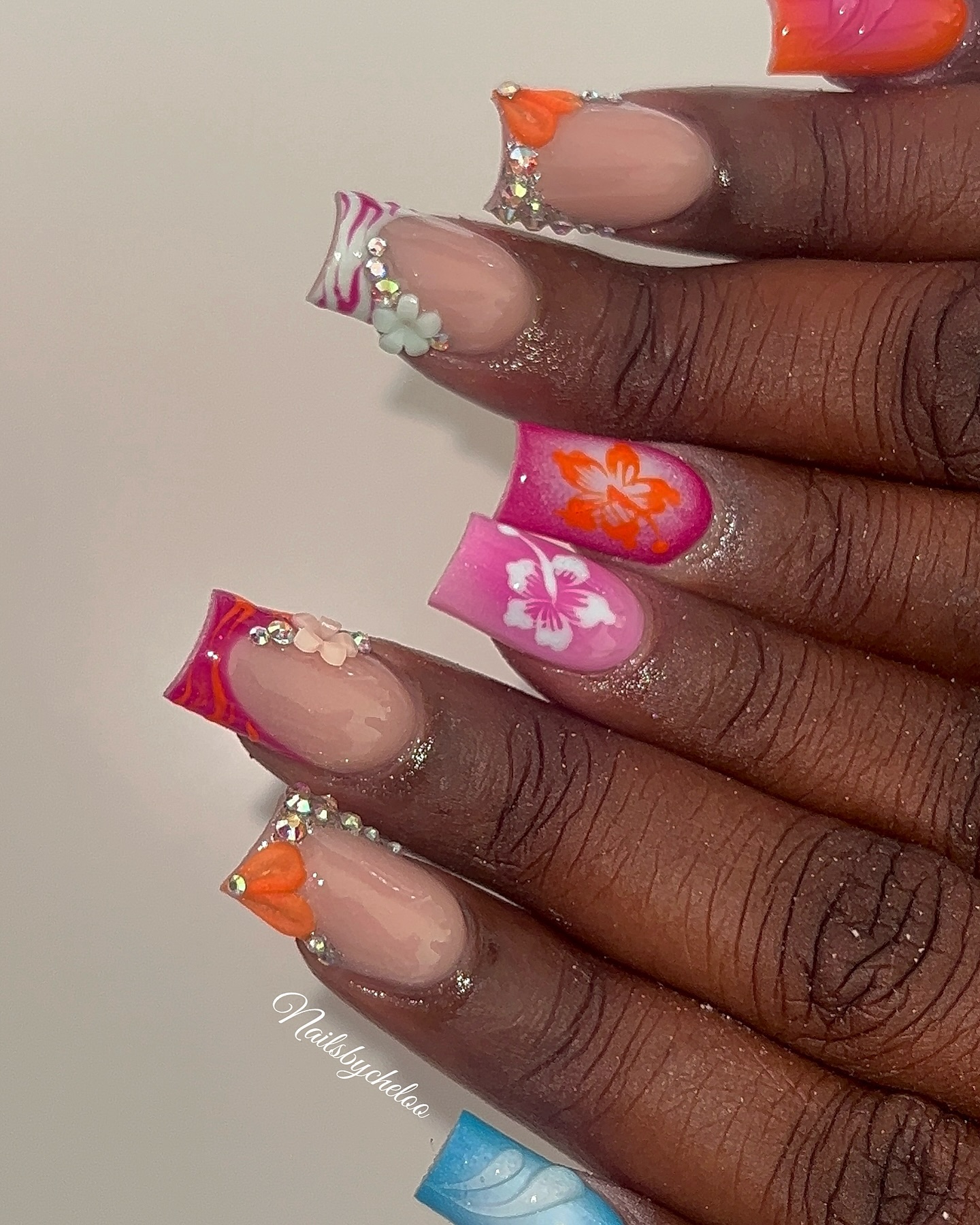 Floral and Colorful Nail Art
