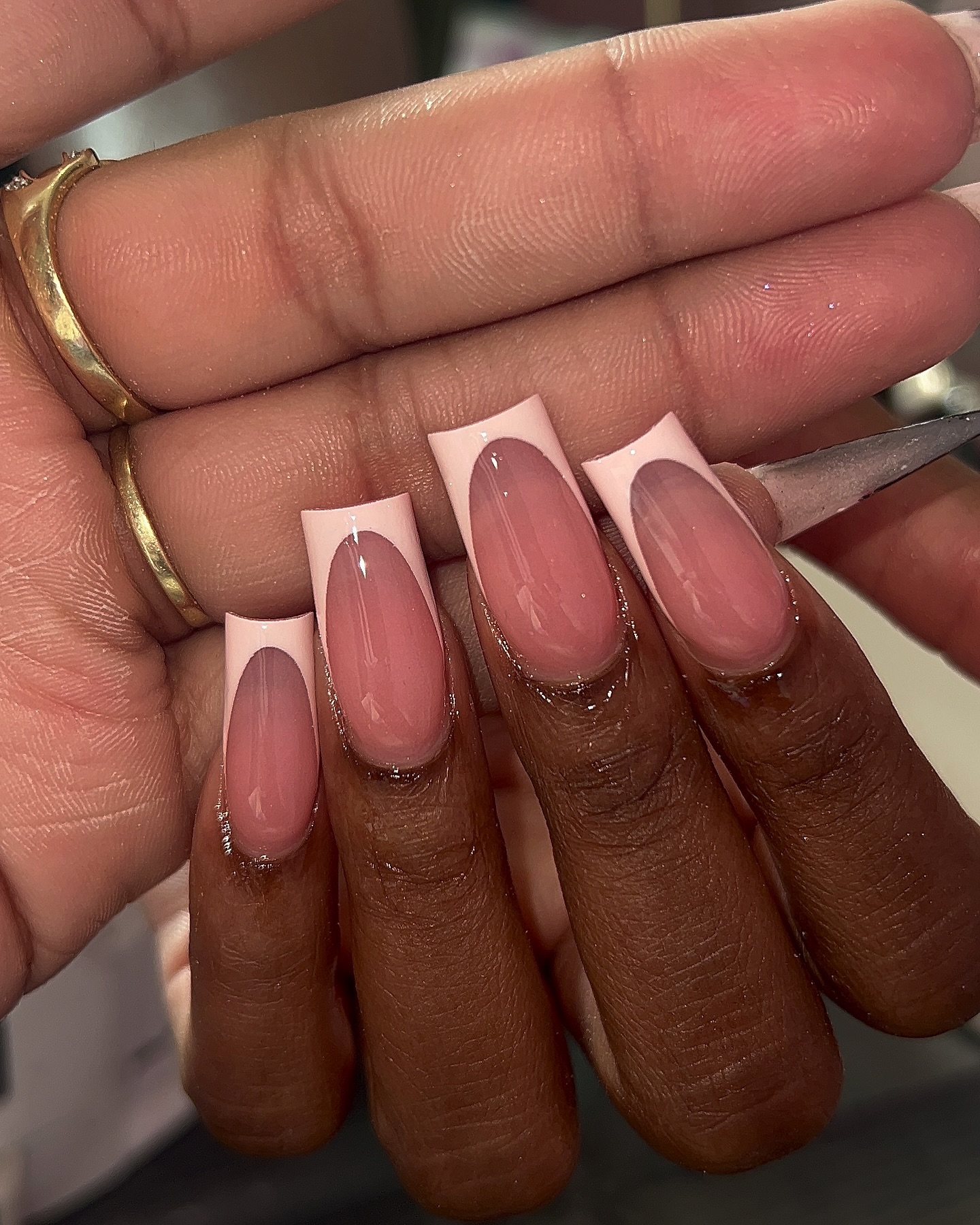 Elegant Pink Ombre Nails