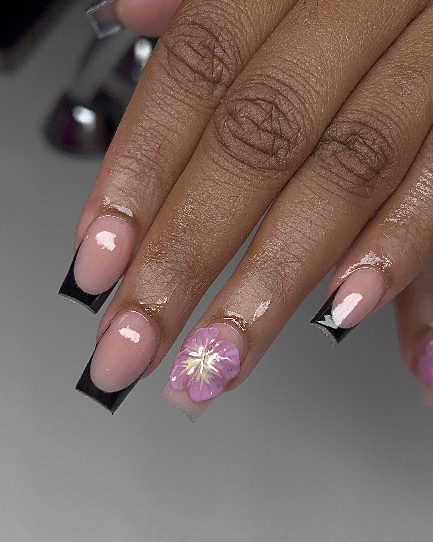 Elegant Pink Floral Nails