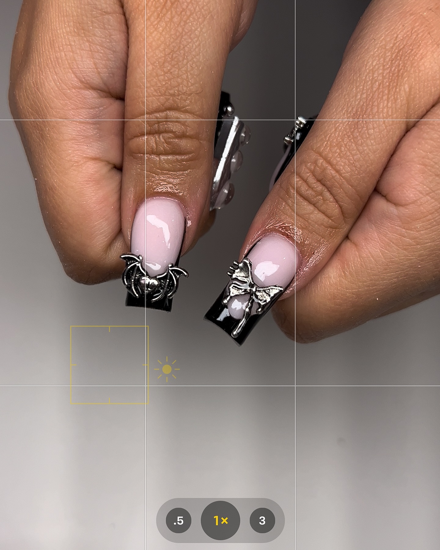Nail Art with Bow and Spider Design