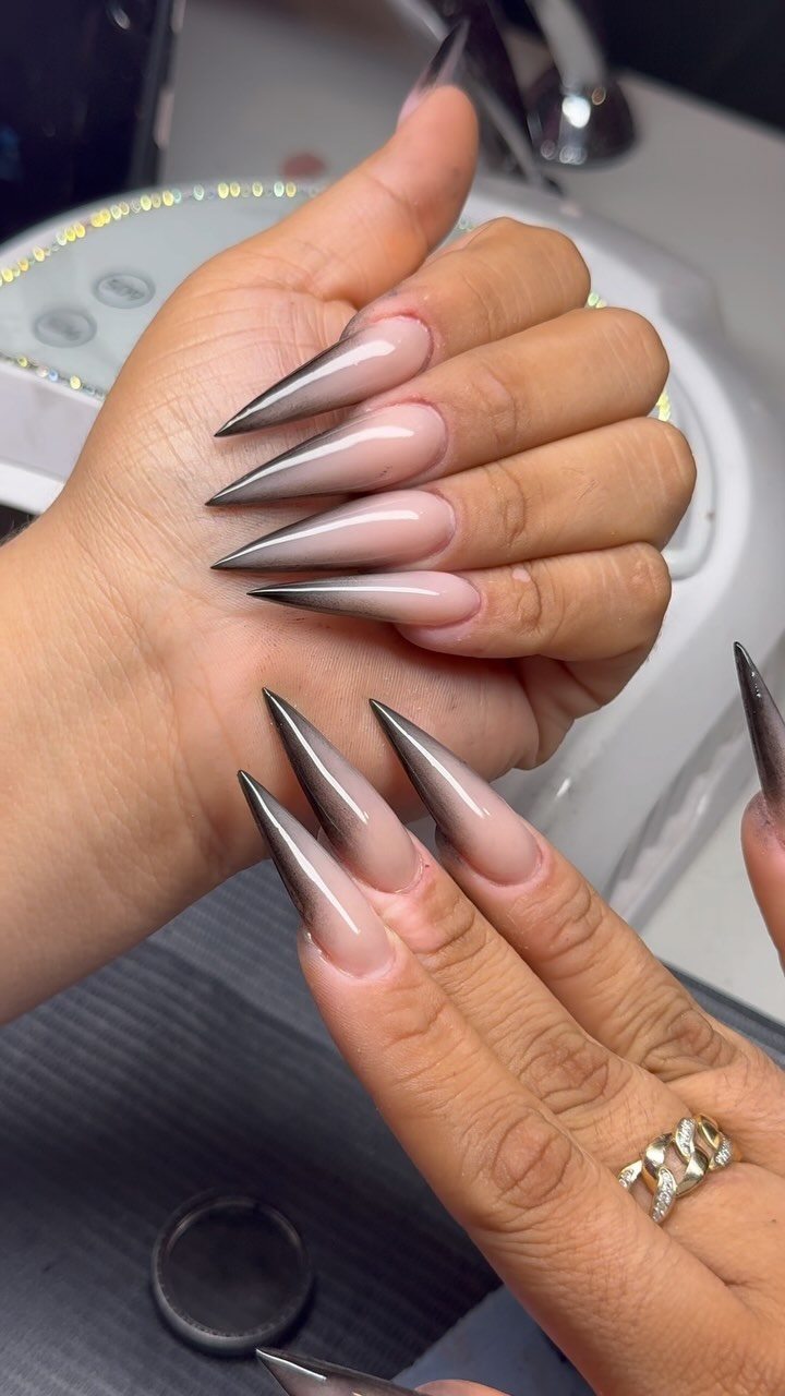 Stylish Stiletto Nails with Ombre Effect