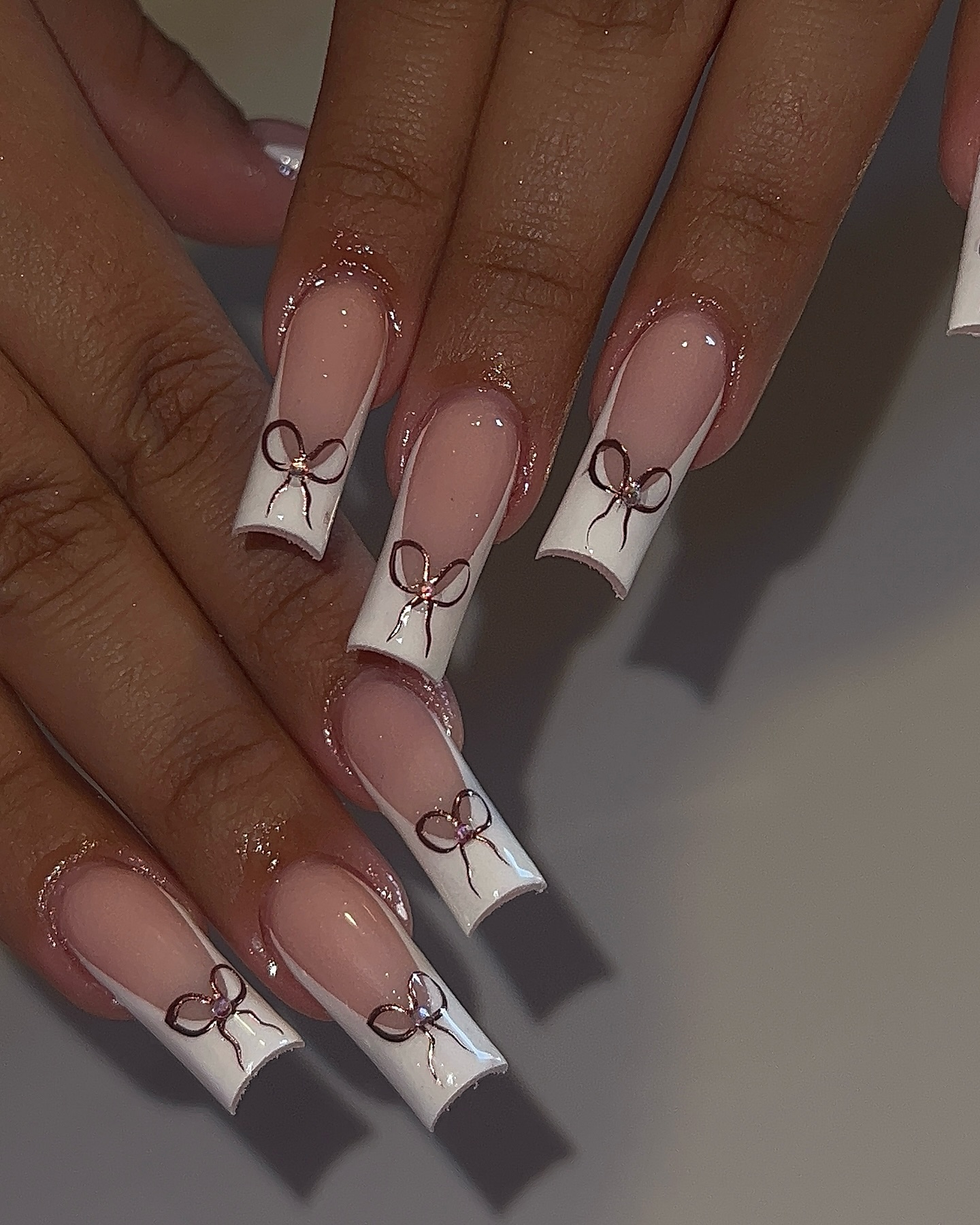Elegant Bow French Nails
