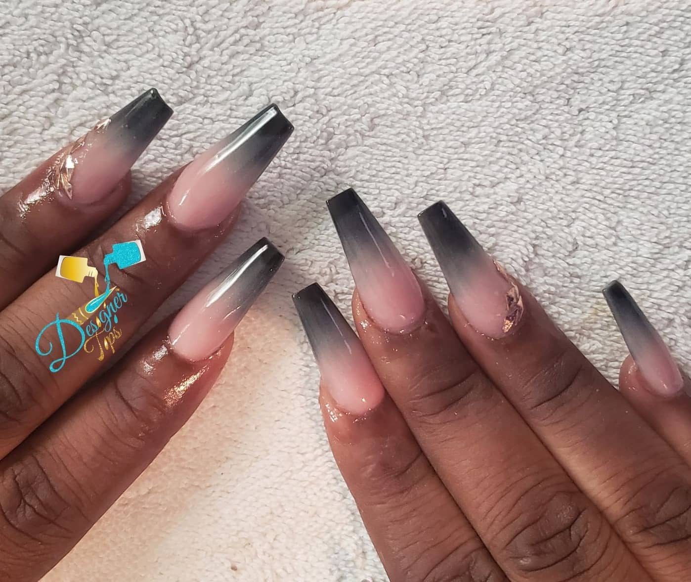 Ombre Black and Pink Nails