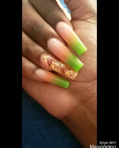 Vibrant Ombre Nails with Glitter