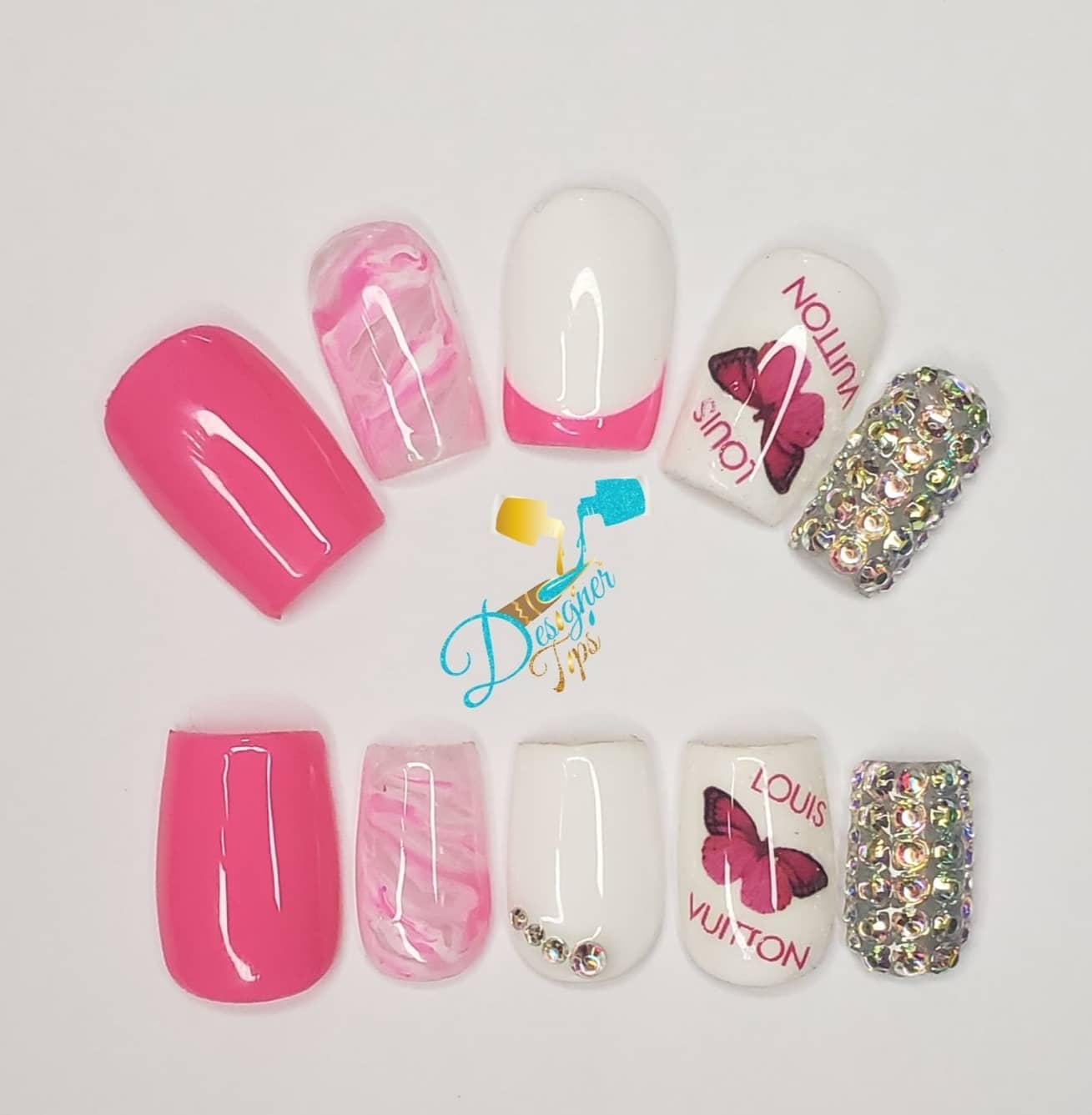 Stylish Pink and White Nail Art