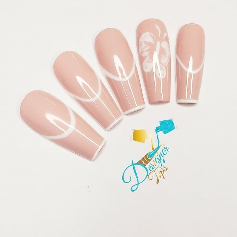 Elegant Nude Butterfly Nail Design