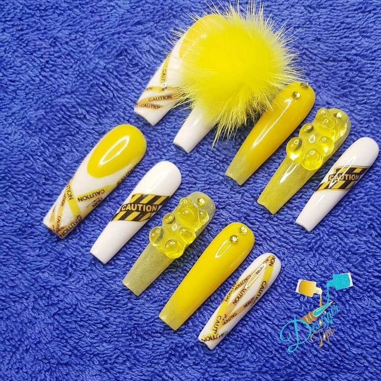Yellow Caution-Inspired Nail Art