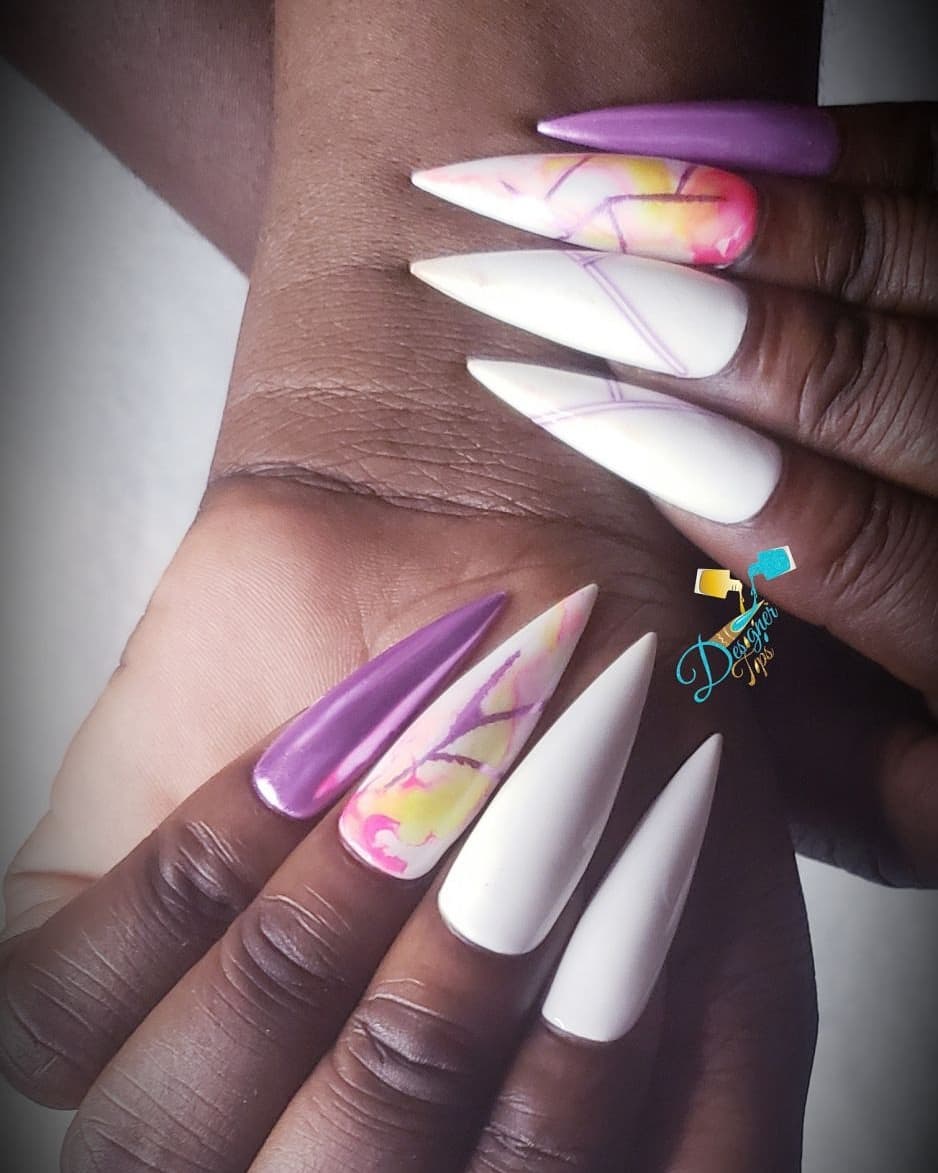 Stylish Stiletto Nails with Artistic Design