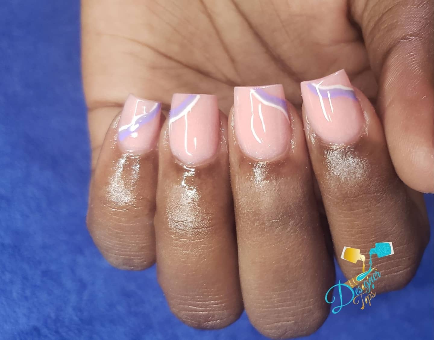 Elegant Nude and Purple Nail Art