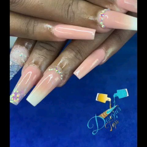 Elegant Nude and Glitter Nails