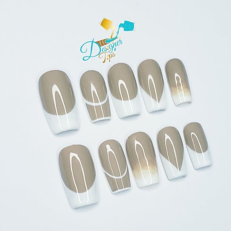 Artistic Nude and White Nail Design