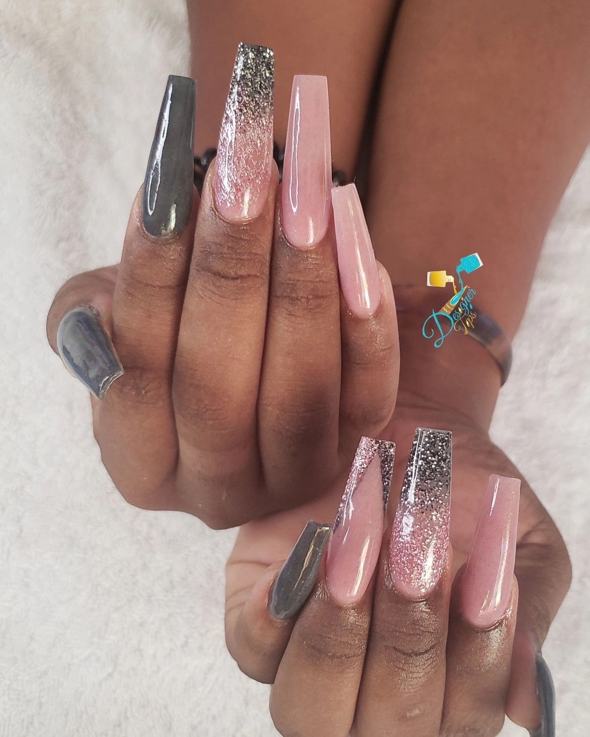Stylish Glitter and Ombre Nails