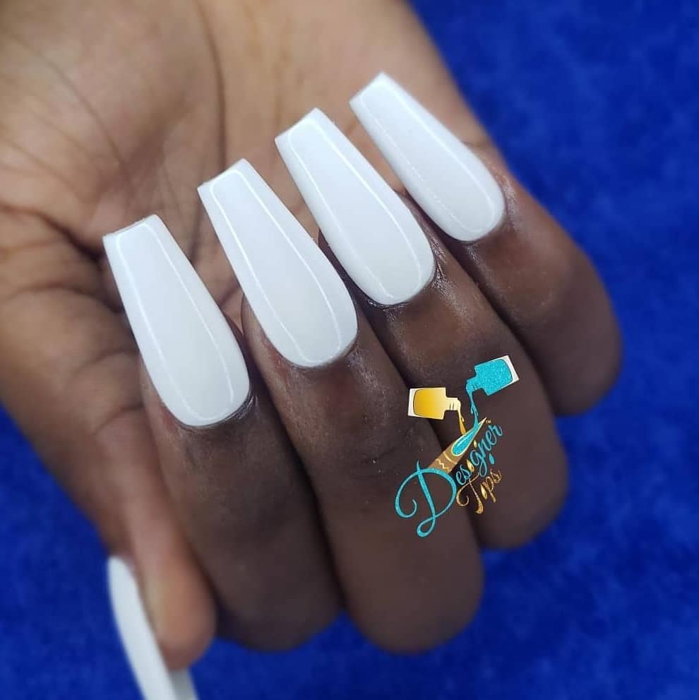 Elegant White Square Nails