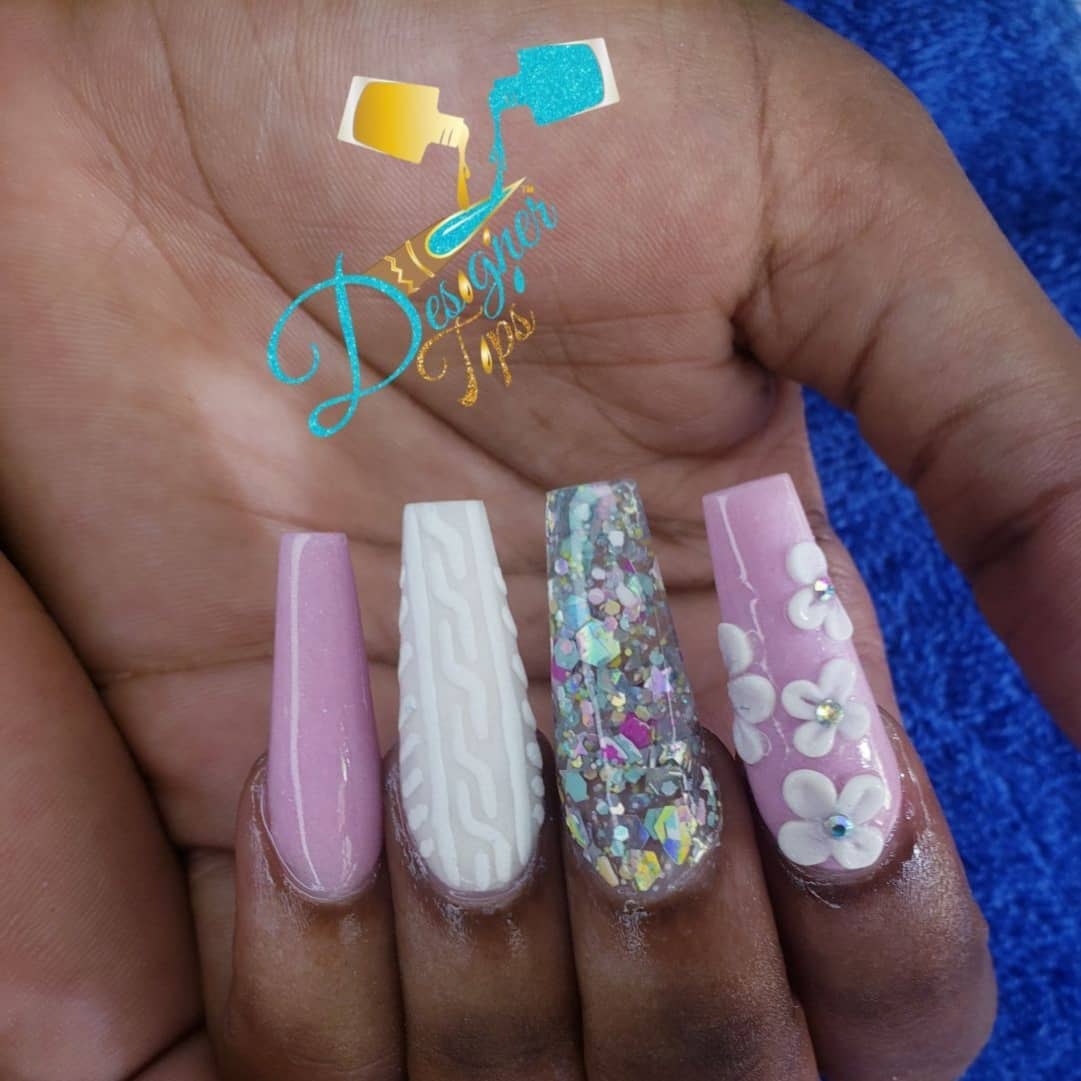 Elegant Pink and Glitter Nails