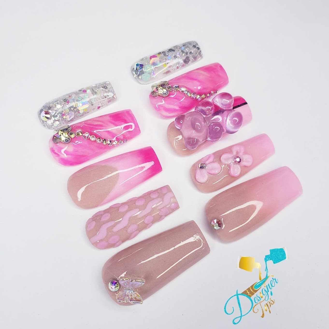 Stylish Pink and Glitter Nails