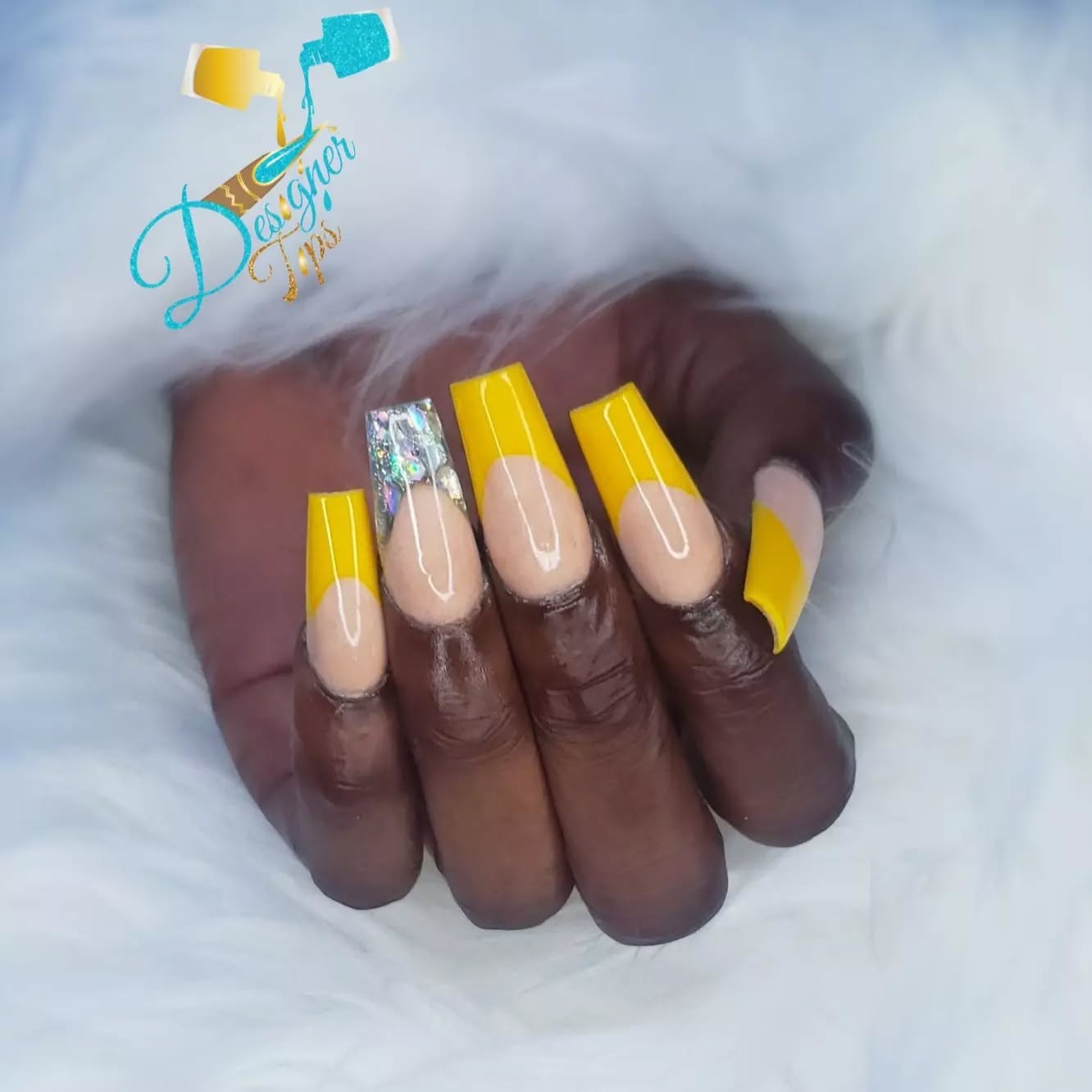 Stylish Yellow and Nude Nails