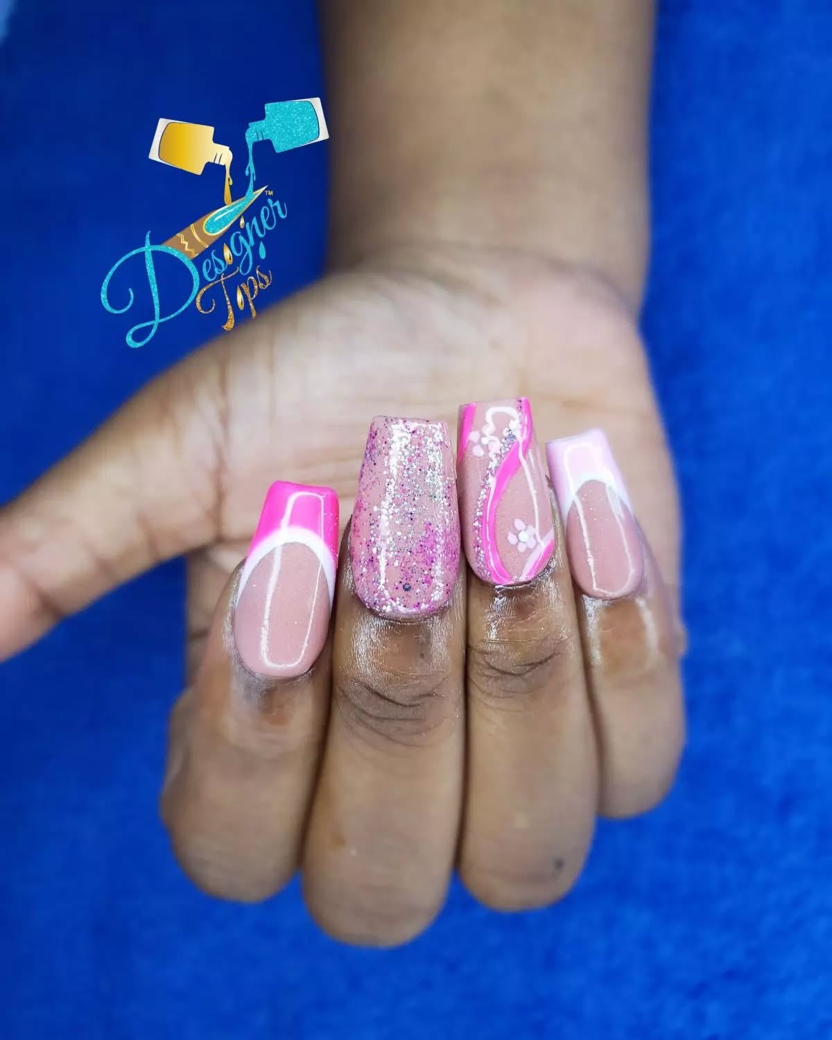 Stylish Pink and Glitter Nails