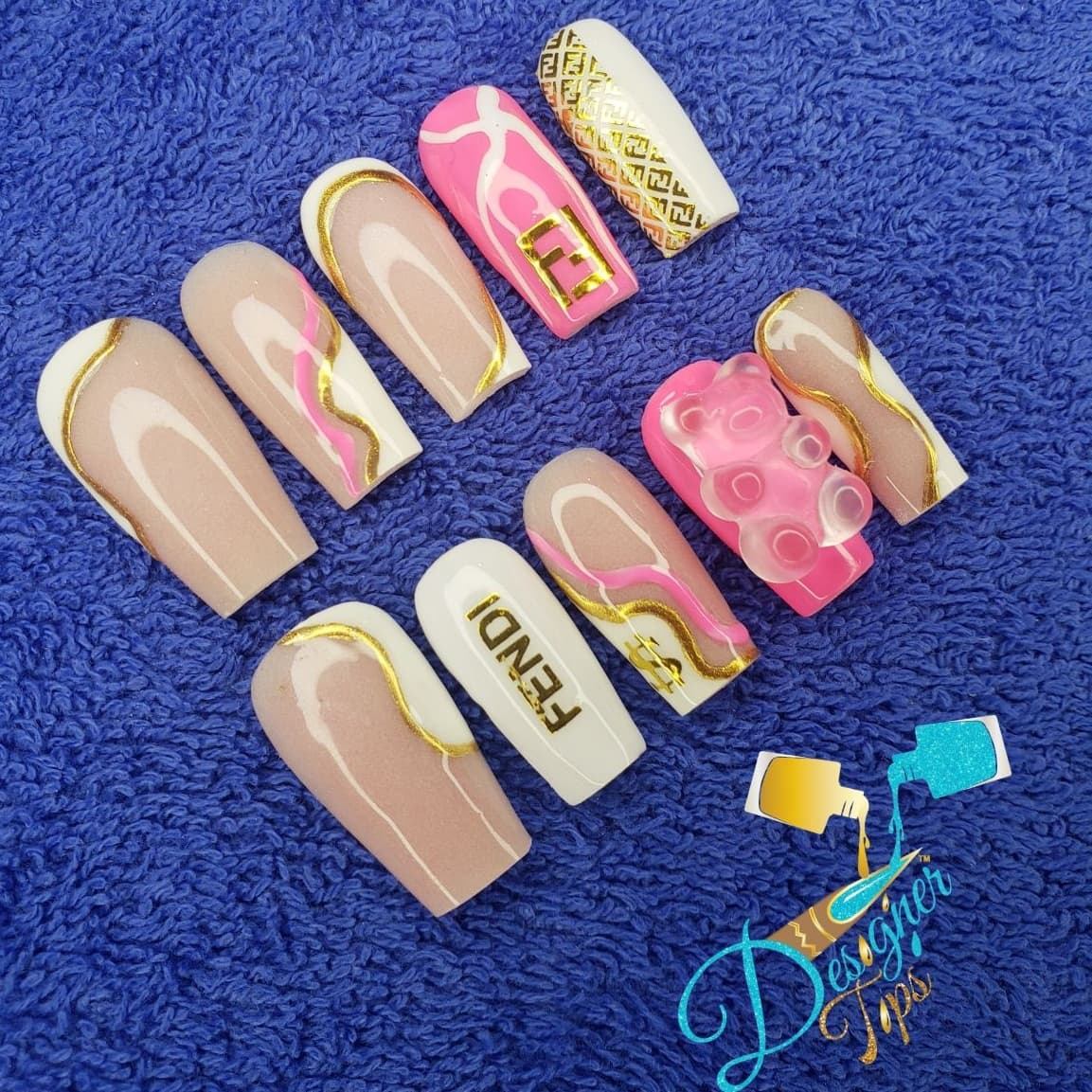 Artistic Nail Design with Fendi Theme