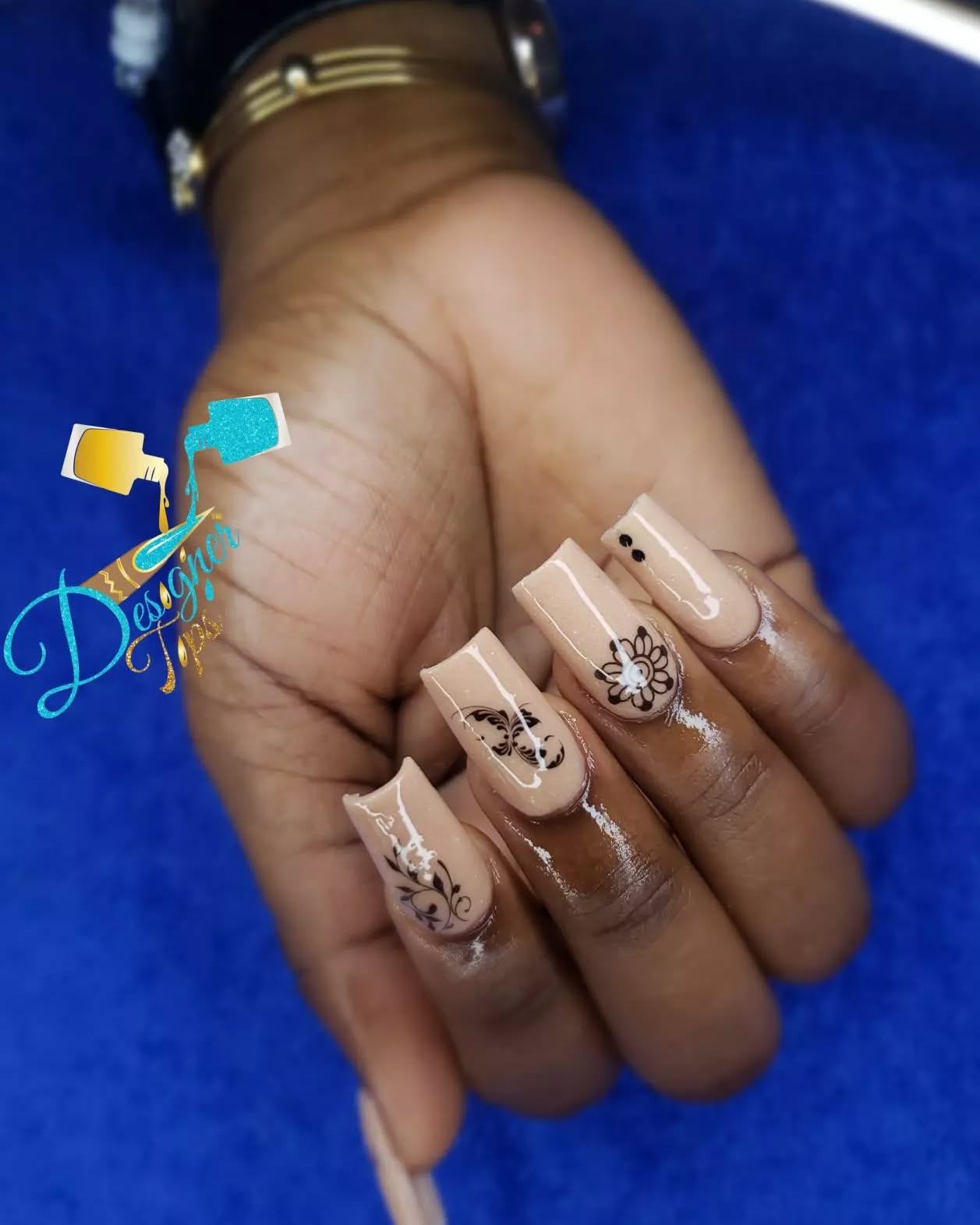 Elegant Nude Floral Nails