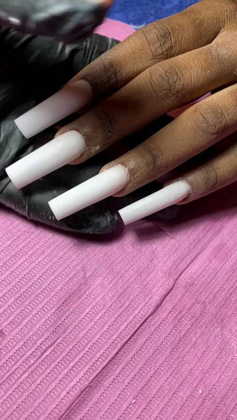 Elegant Long White Nails
