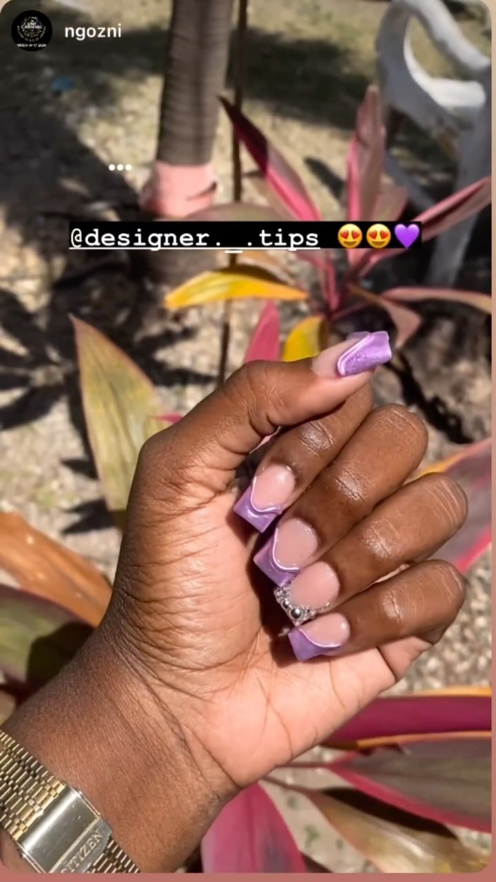 Stylish Purple and Nude Nails