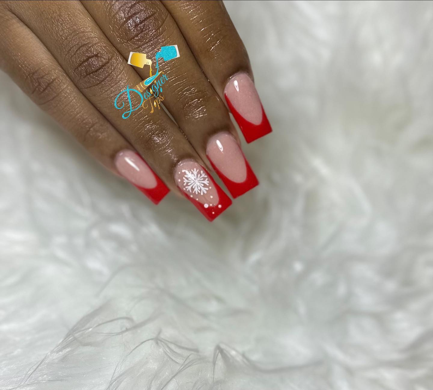 Festive Red and Nude Nails