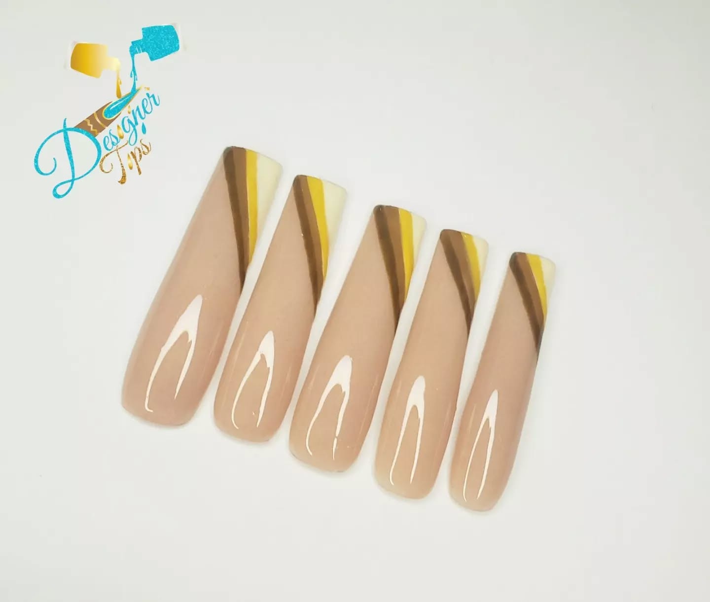 Artistic Nude Nails with Stripes