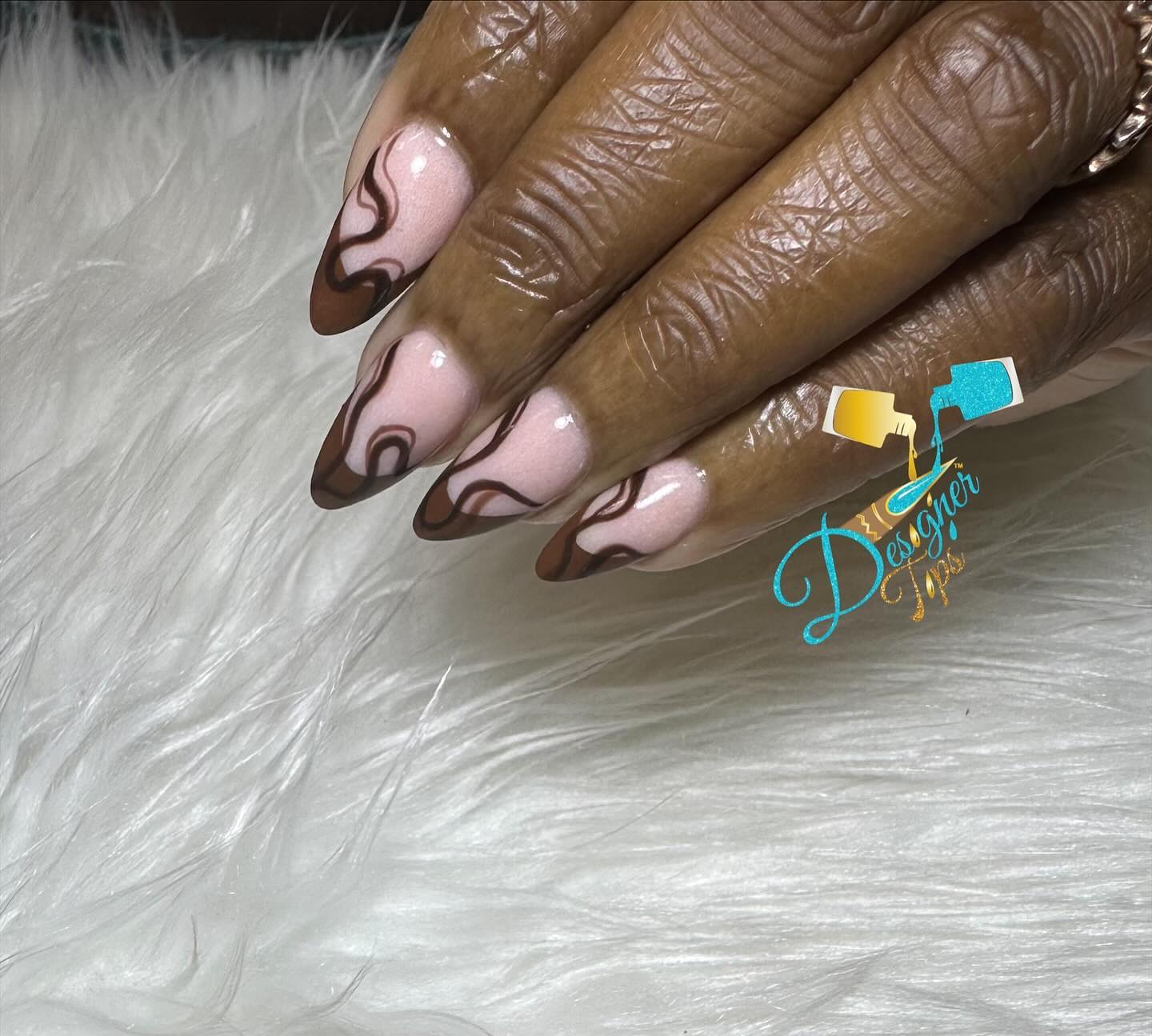 Artistic Nude and Brown French Tips