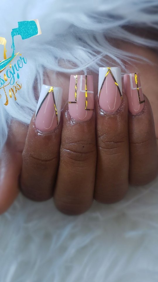 Stylish Nail Design with Gold Accents
