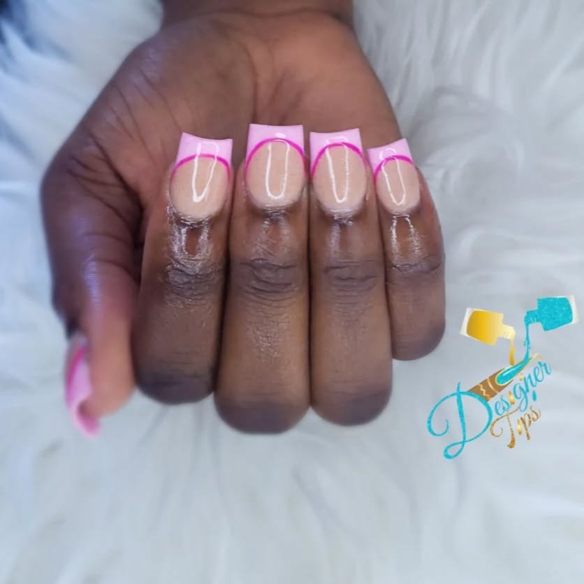 Artistic Pink and Clear Nails