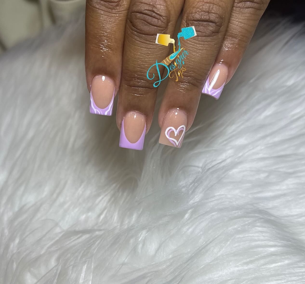 Stylish Purple and Nude Nails