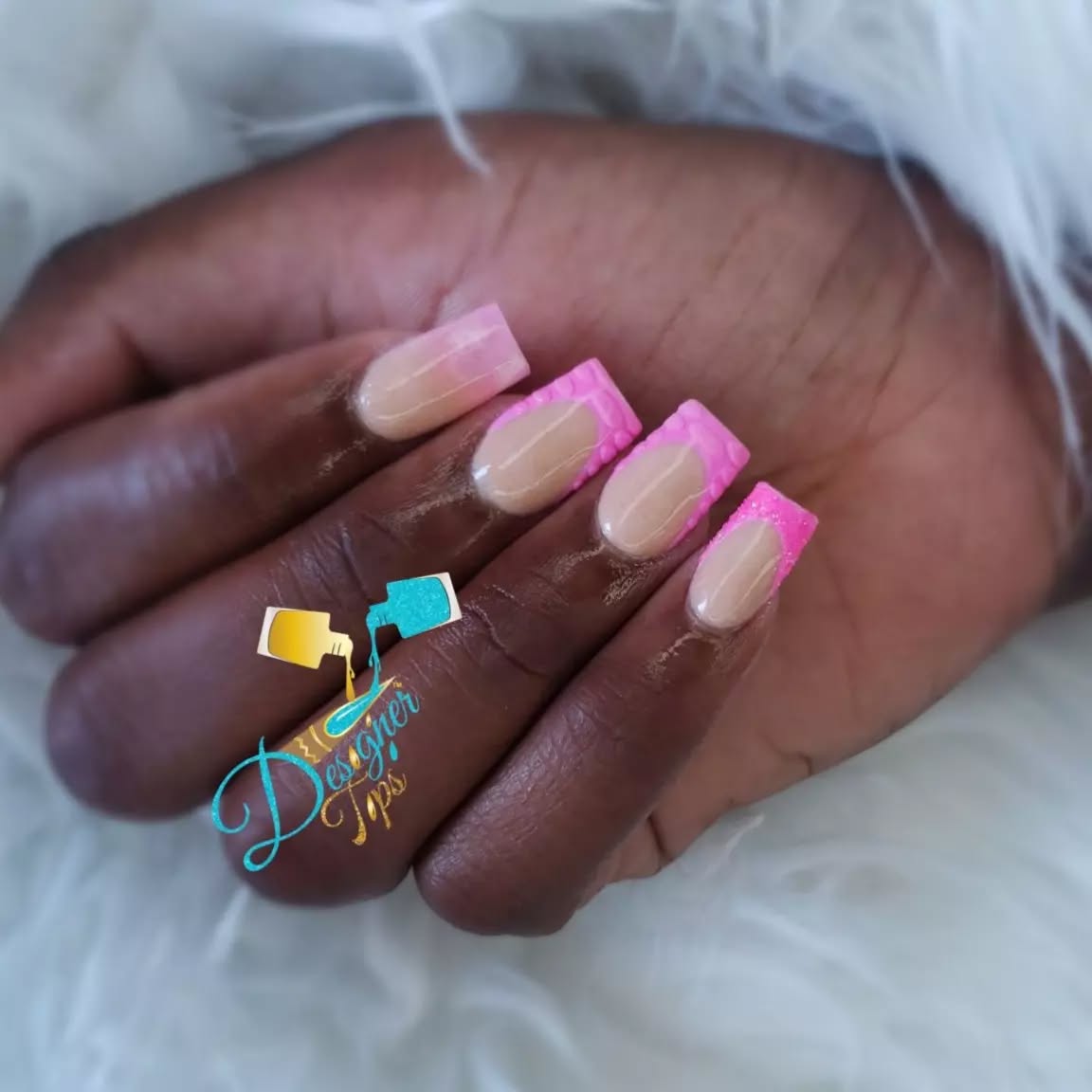 Nail Art with Pink Tips
