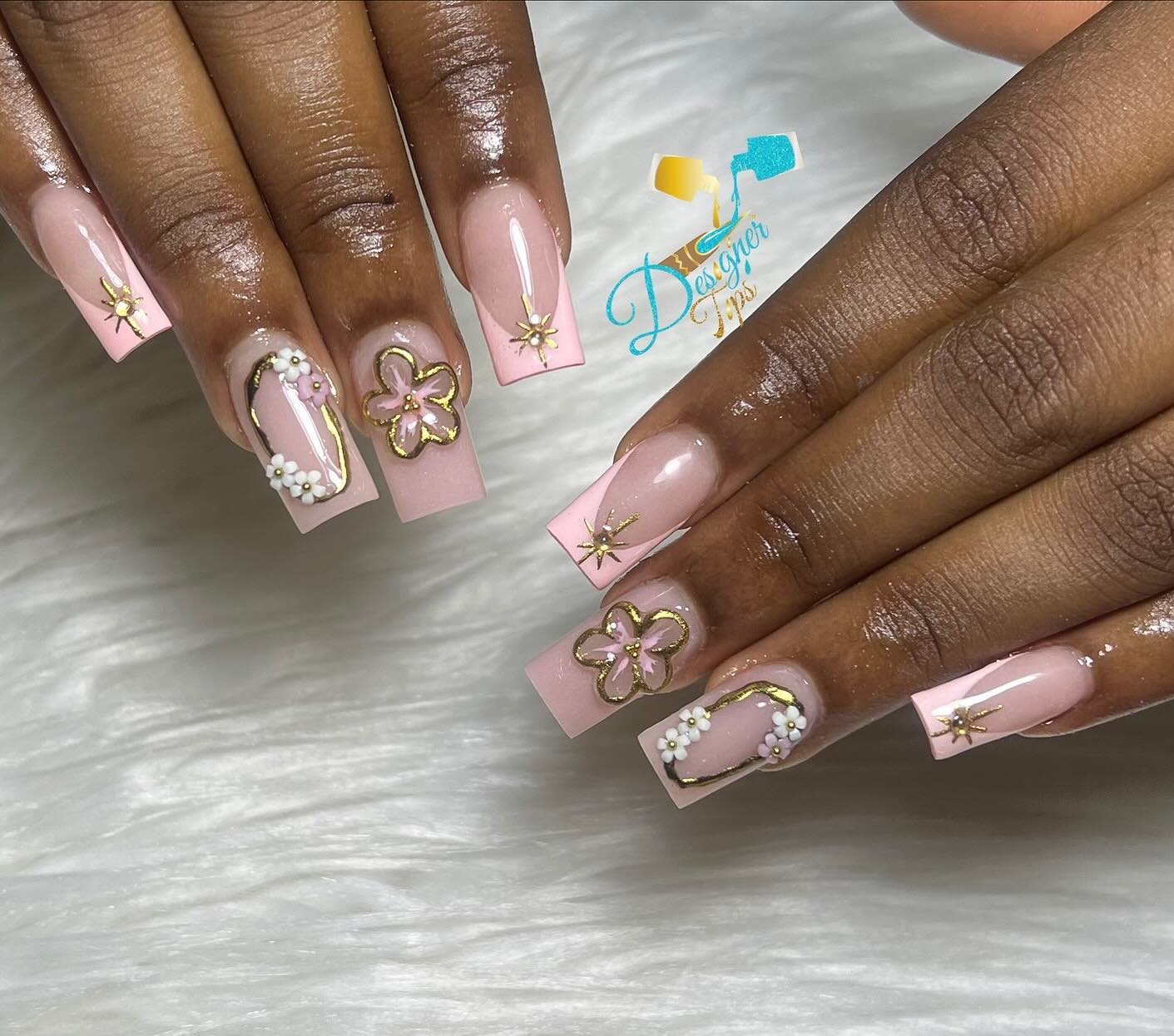 Beautiful Pink Floral Nail Art