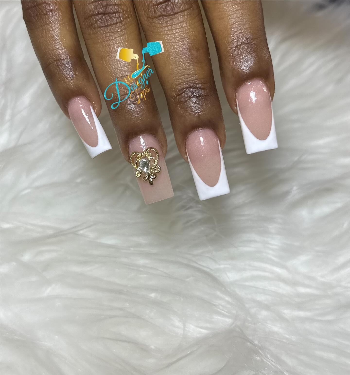 Stylish Nude and White Nails