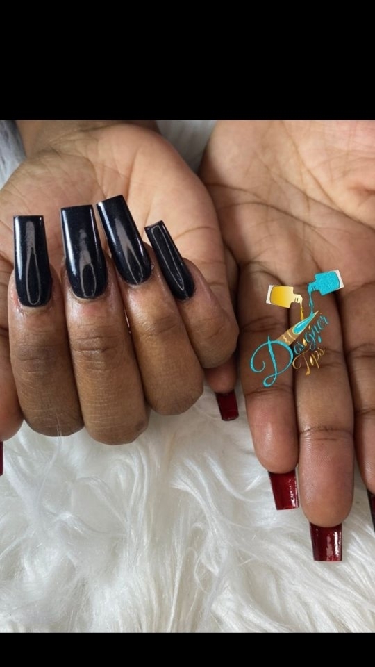 Stylish Black and Red Nails