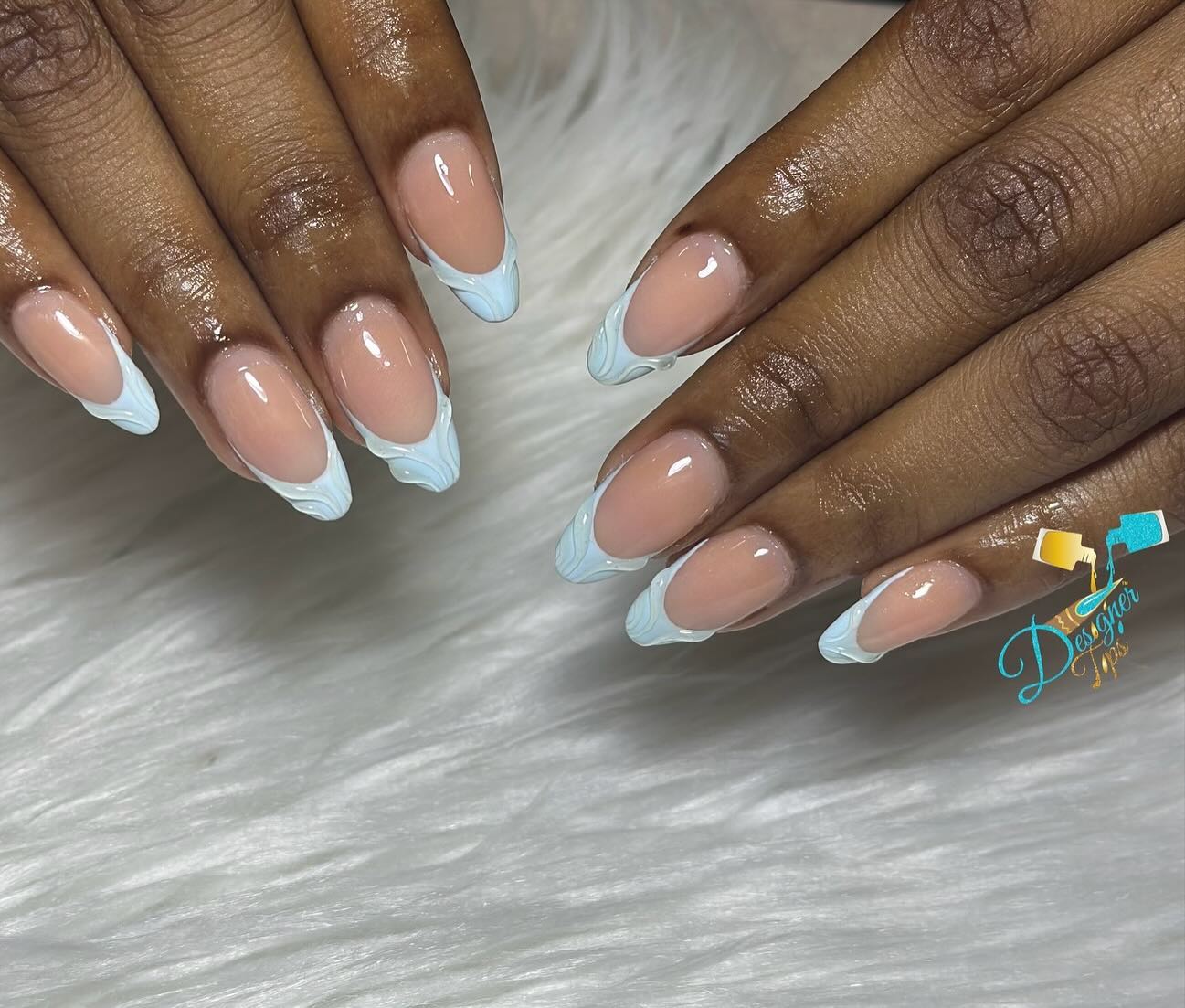 Artistic Nude and Blue French Tips