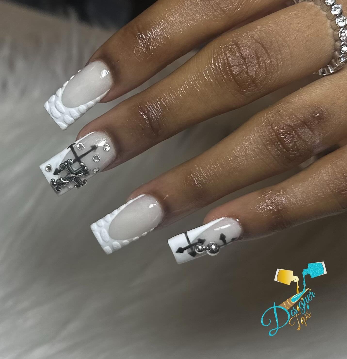 Stylish White and Nude Nail Art
