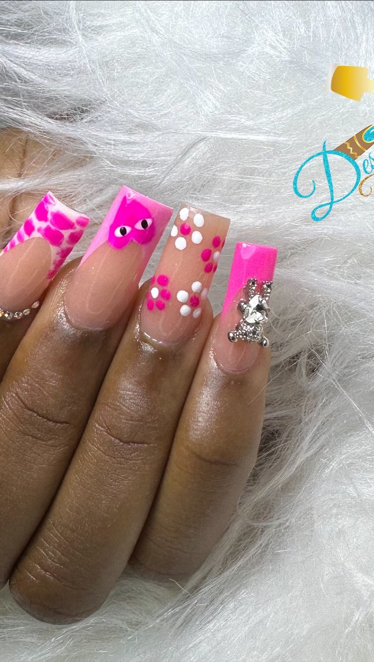 Artistic Pink Nails with Patterns