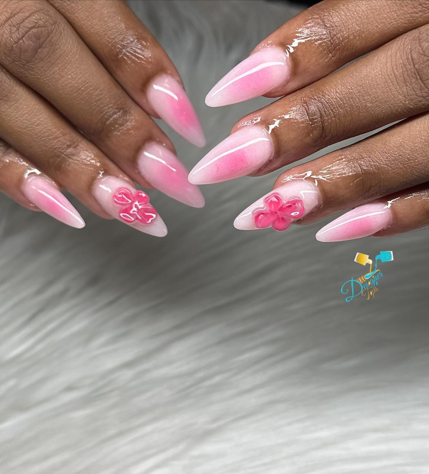 Elegant Pink Floral Nails