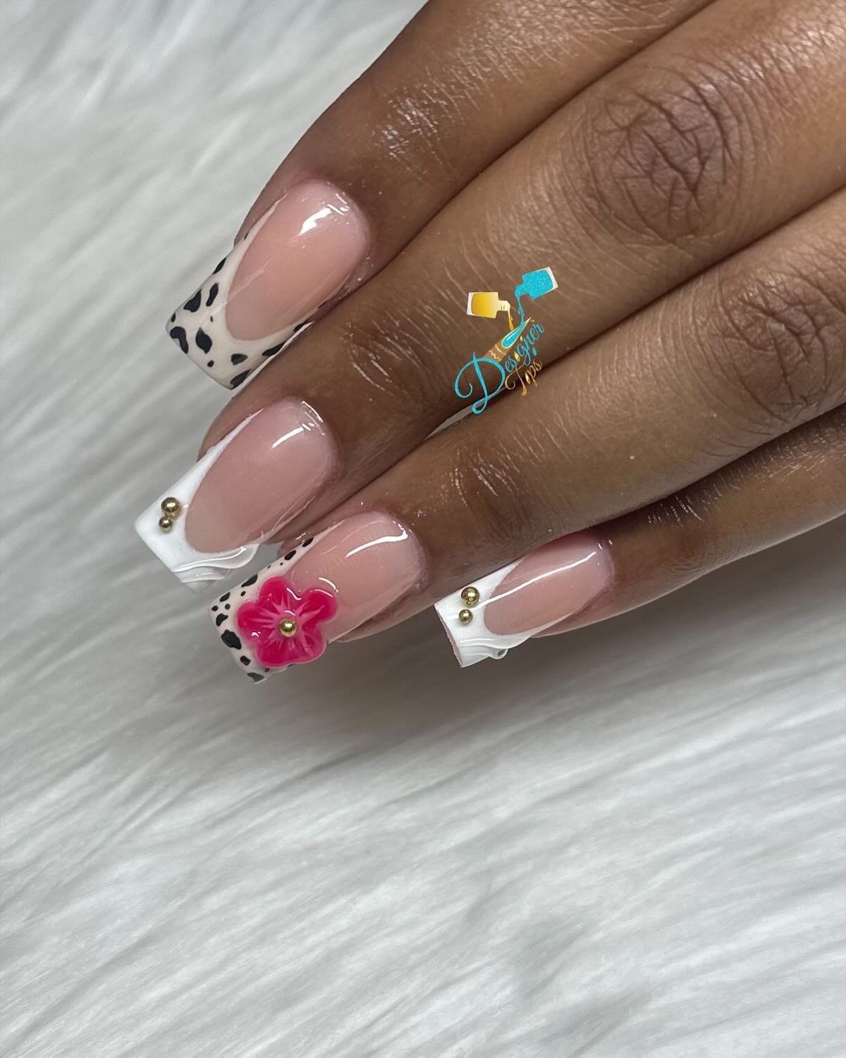 Elegant Floral French Tips