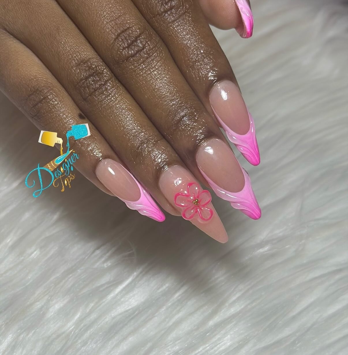 Artistic Pink Stiletto Nails