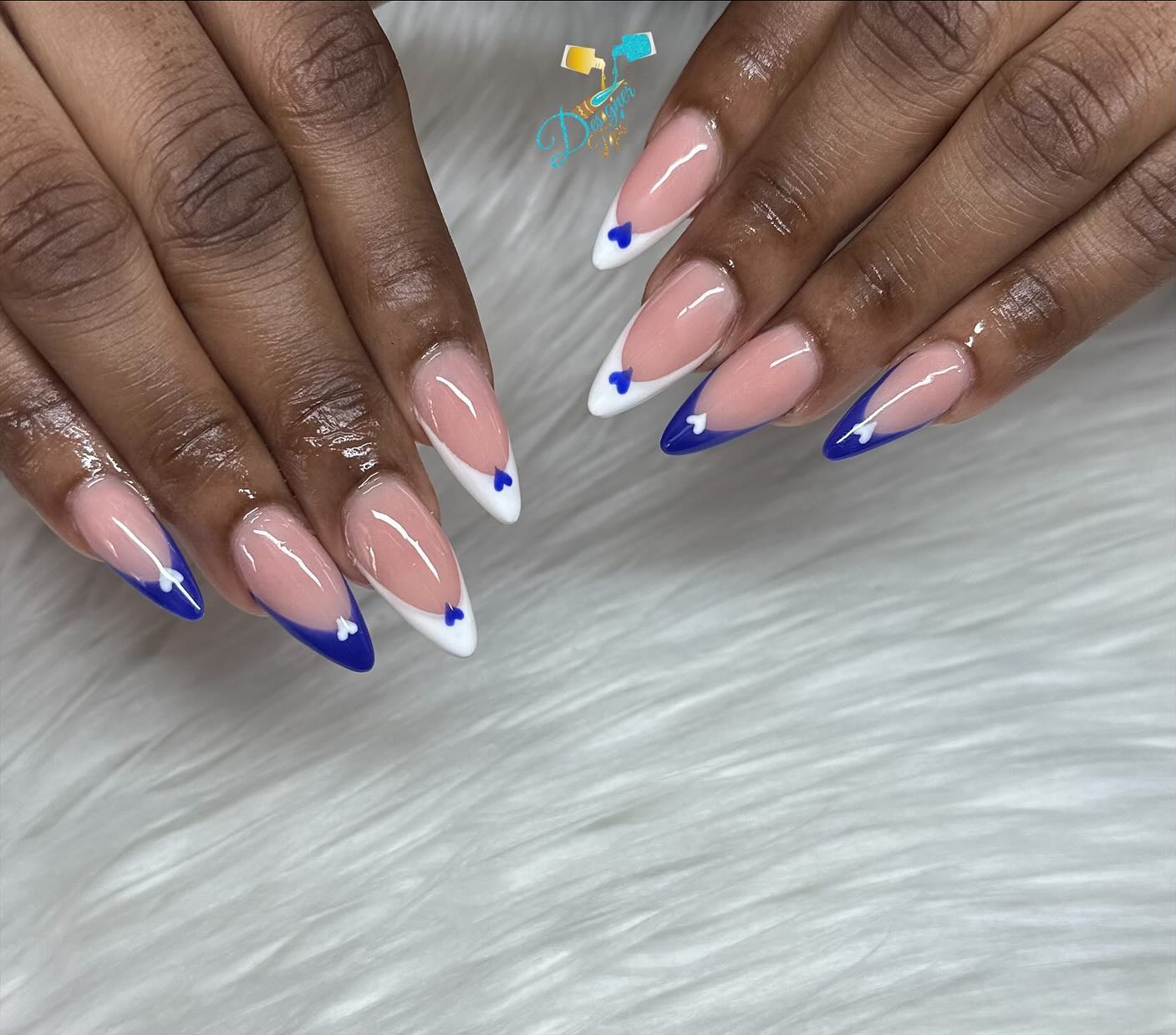 Stylish French Tip Nails with Hearts