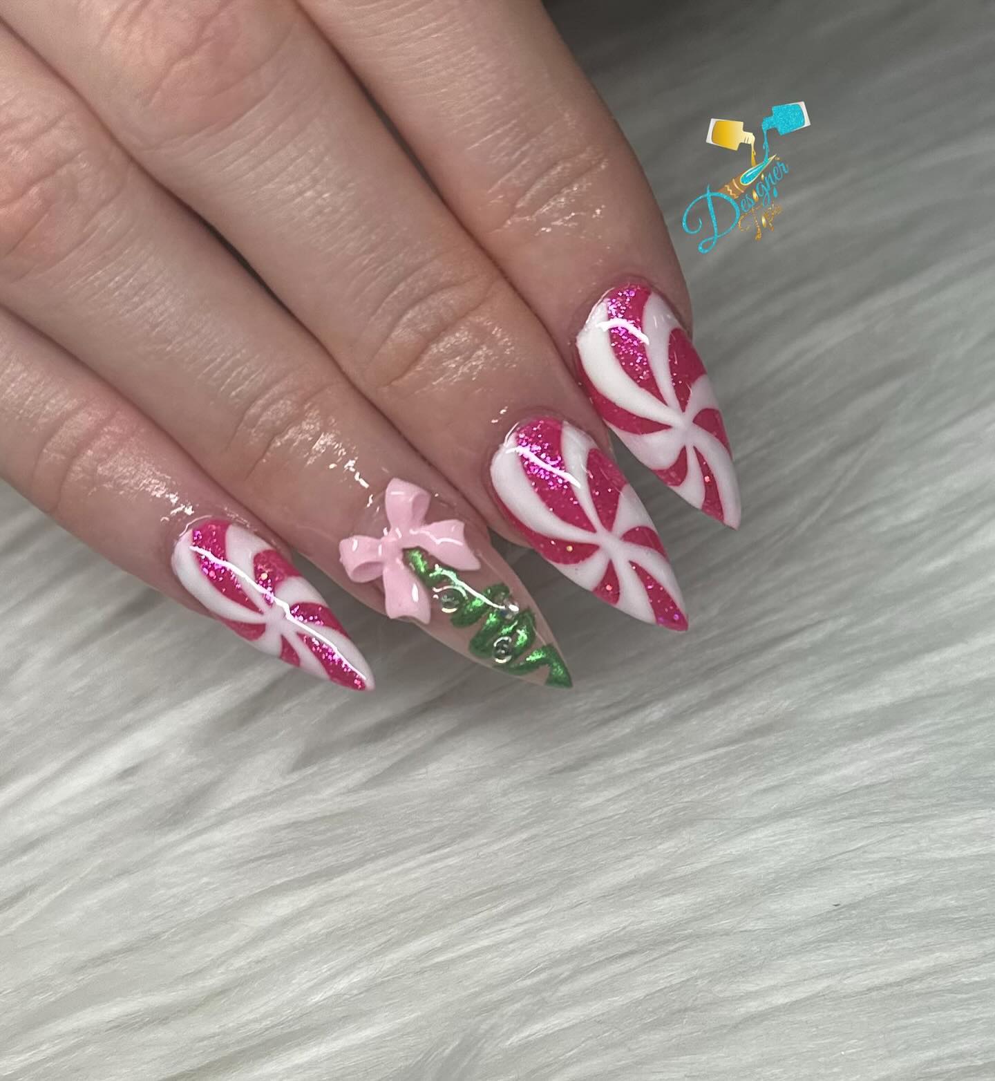 Artistic Pink Floral Nails