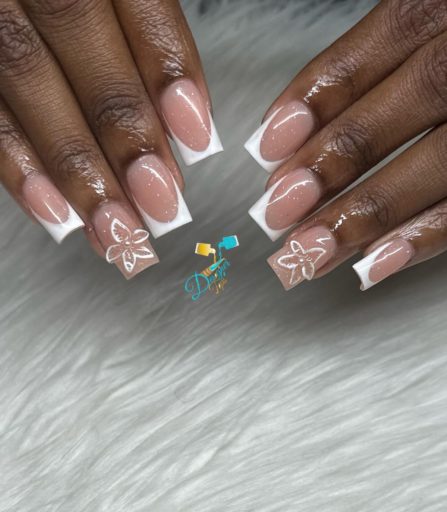 Elegant Nude and White French Tip Nails