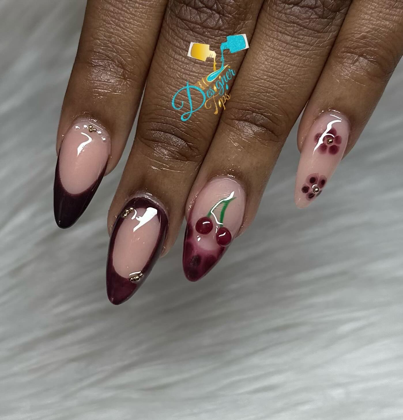 Artistic Cherry Design Nails